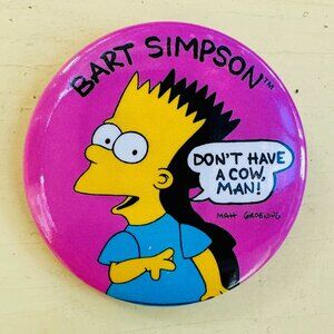 Vintage Simpson's Buttons, Bart Simpson, Homer Simpson, Novelty pin, NOS 1990s